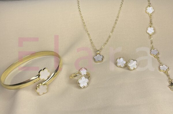 Clover Leaf Jewelry 5Pcs Set (White)